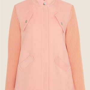 Lela Rose Pearl Brushed Wool Jacket with Knit Sleeves in rose